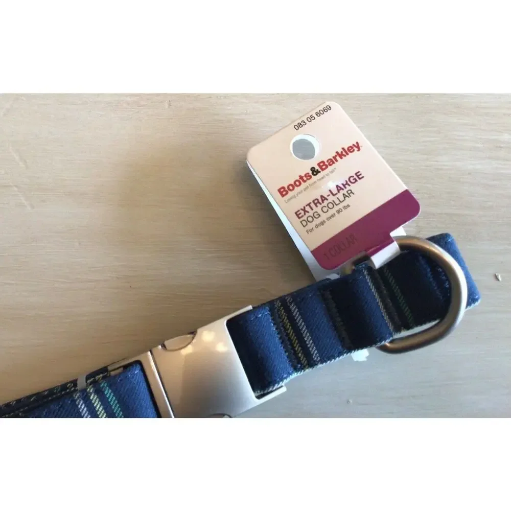 Boots & Barkley Dog Collar Xl Navy Blue Stripe 20-30